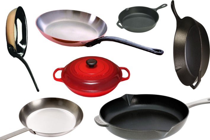 Collage of various skillets.